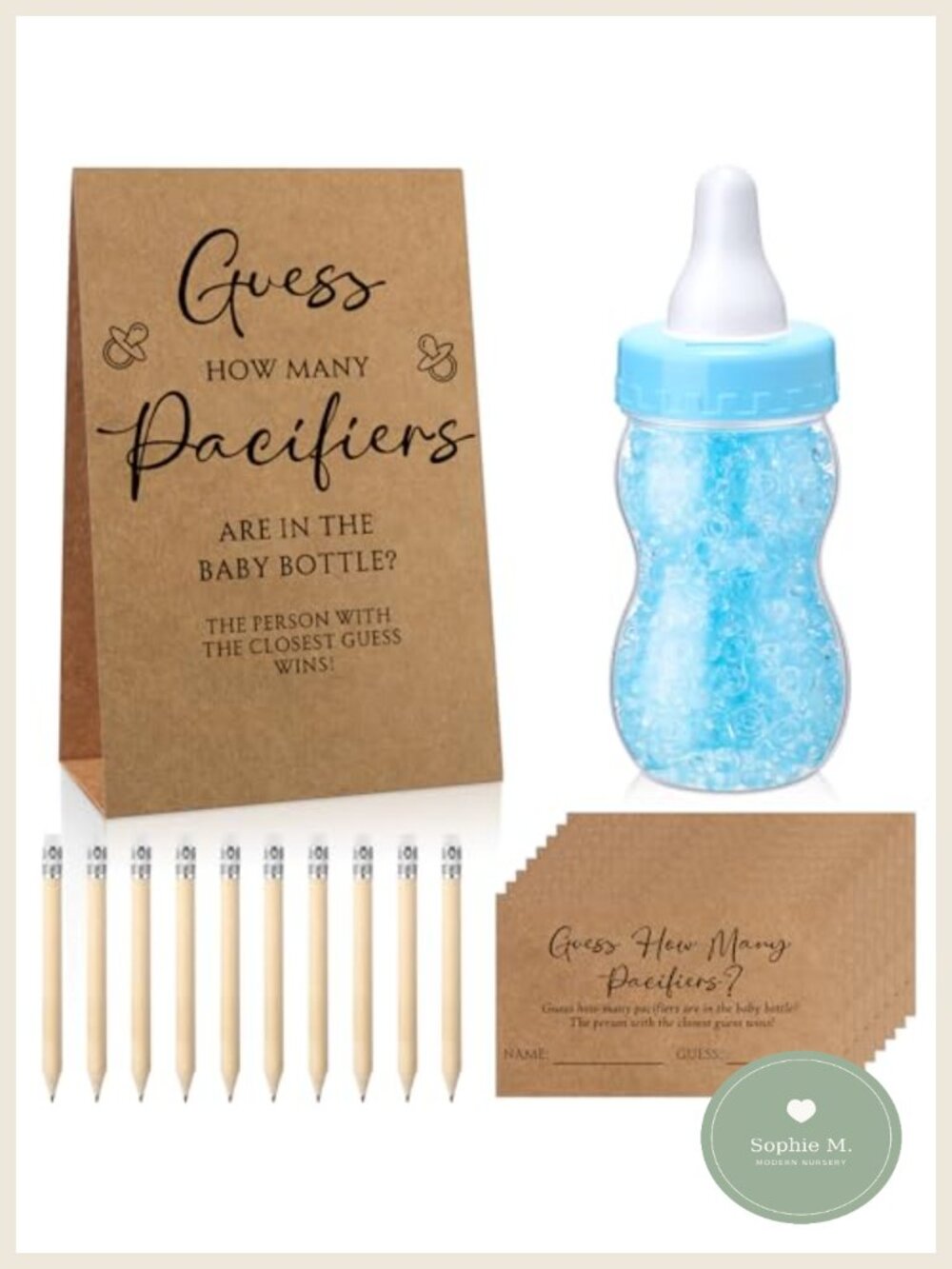 Baby Shower Game Guess Pacifiers Sign Cards Set 512 Pcs